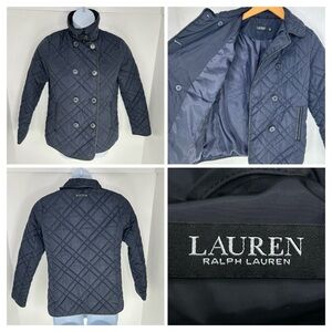 Lauren Ralph Lauren Quilted Jacket Women's Black Coat Size Medium Quiet Luxury